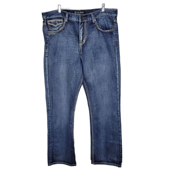CJ Black Men's 38x32 Relaxed Straight Flap Pocket High Rise Blue Denim Jeans - Picture 1 of 12
